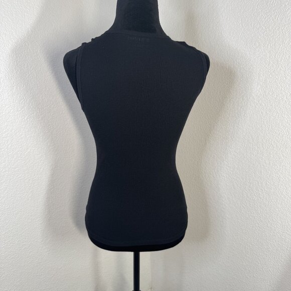 Y2K Element Womens Black Ribbed Tank Top - Fitted Sleeveless Design‎ - Picture 5 of 10